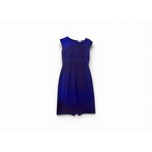 Calvin Klein Purple Sleeveless Sheath Dress Pleated Bow Detail Size 2